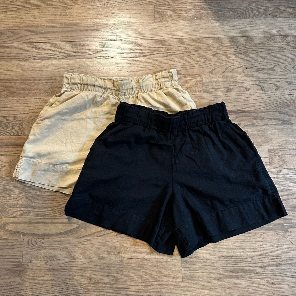 GAP Linen Blend Elastic Pull-On Shorts Duo - Black & Khaki